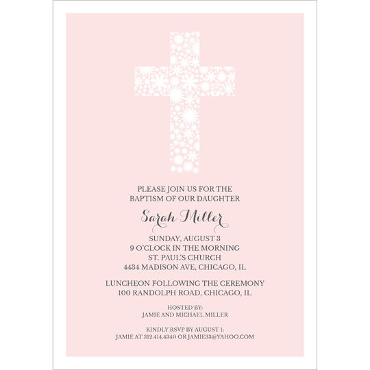 Floral Lace Cross Baptism Invitations